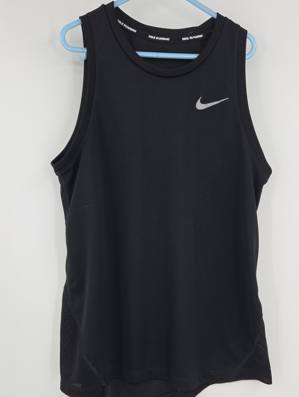 Nike Black Sleeveless Running Tank with Silver Swoosh